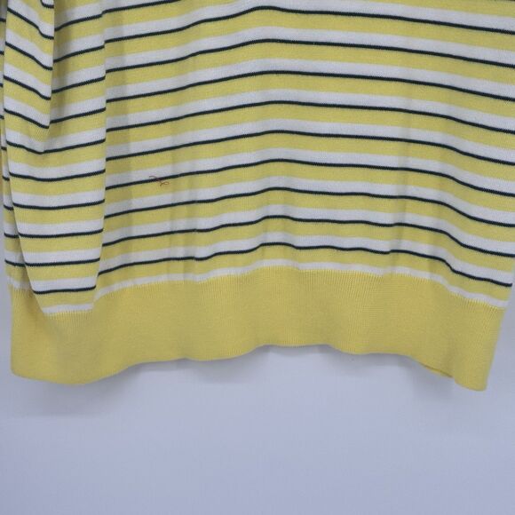 Lands' End 3/4 Sleeve Gold Button Yellow W/navy/white Stripe 2X EUC - Picture 4 of 8